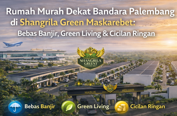 Rumah Murah Dekat Bandara Palembang di Shangrila Green Maskarebet: Bebas Banjir, Green Living &amp; Cicilan Ringan